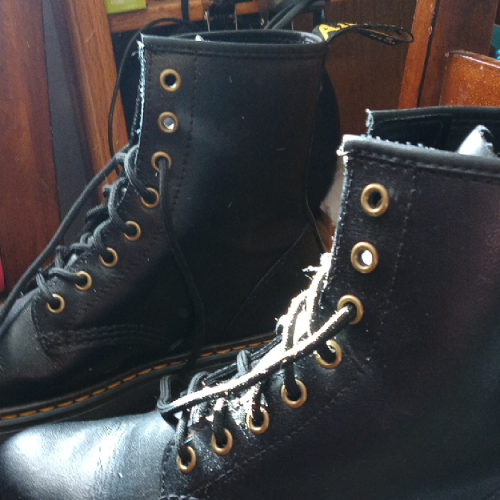 Dr. Martens Black Boots with Gold Eyelets